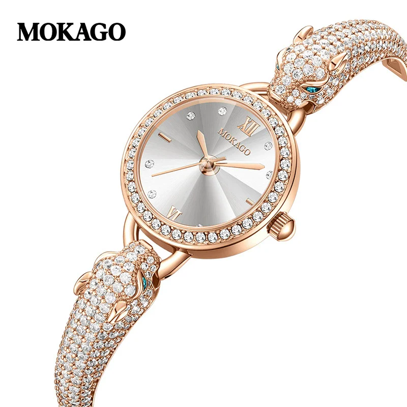 Women's Leopard Head Quartz Watch With Zinc Alloy Case Mineral Strengthened Glass Mirror Zircon Inlaid Copper Strip Strap And Stainless Steel Clasp - Image 11
