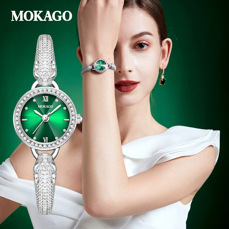 Women's Leopard Head Quartz Watch With Zinc Alloy Case Mineral Strengthened Glass Mirror Zircon Inlaid Copper Strip Strap And Stainless Steel Clasp - Image 2