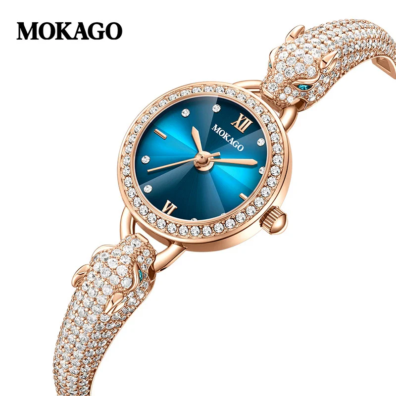 Women's Leopard Head Quartz Watch With Zinc Alloy Case Mineral Strengthened Glass Mirror Zircon Inlaid Copper Strip Strap And Stainless Steel Clasp - Image 8