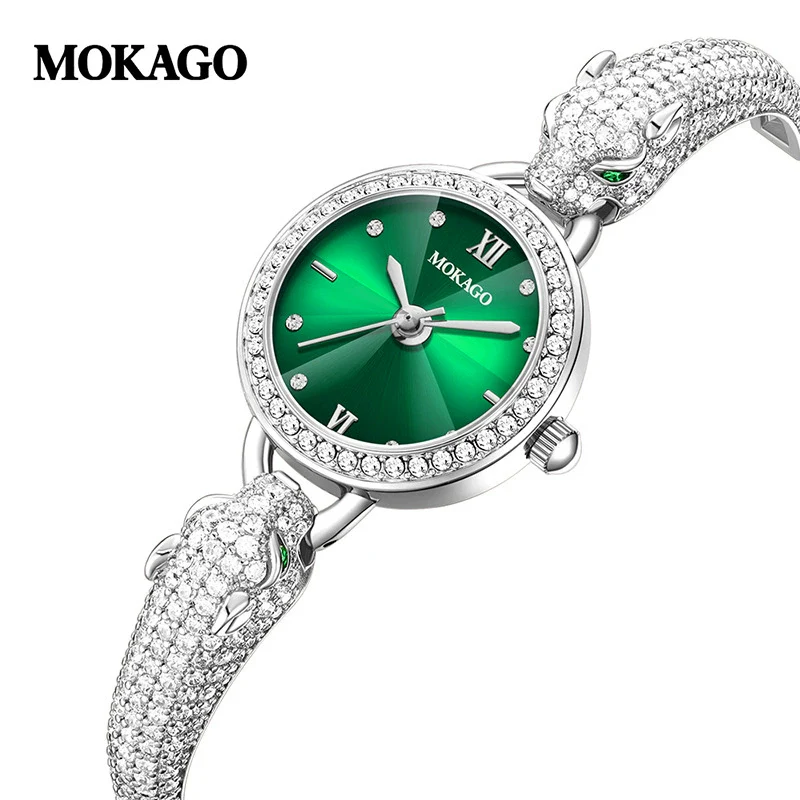 Women's Leopard Head Quartz Watch With Zinc Alloy Case Mineral Strengthened Glass Mirror Zircon Inlaid Copper Strip Strap And Stainless Steel Clasp - Image 9