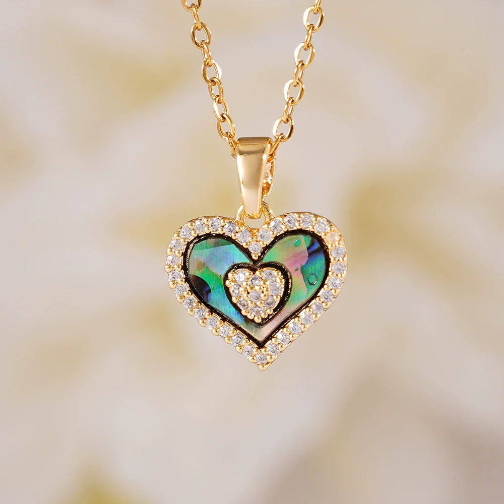 Women's Light Luxury Geometric And Heart Shape Pendant Necklace Copper Stainless Steel Electroplating Jewelry - Image 6