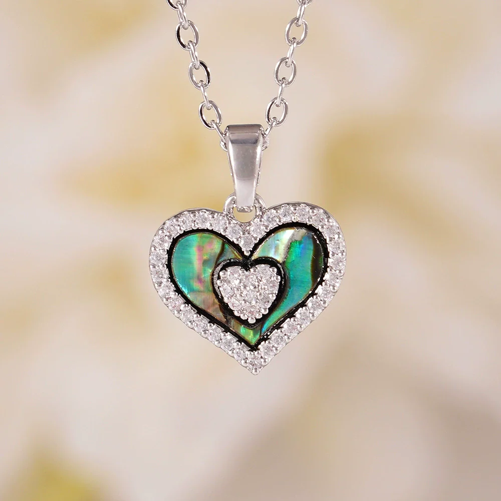Women's Light Luxury Geometric And Heart Shape Pendant Necklace Copper Stainless Steel Electroplating Jewelry - Image 7