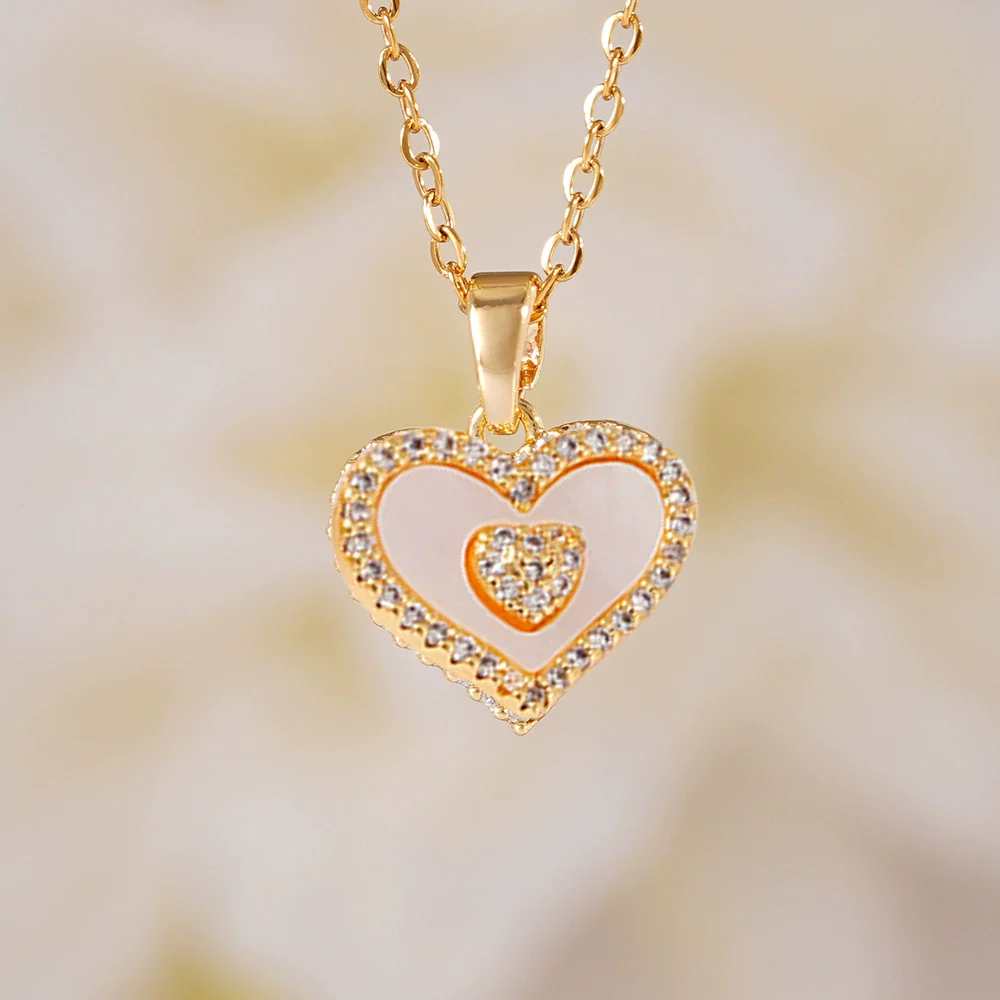 Women's Light Luxury Geometric And Heart Shape Pendant Necklace Copper Stainless Steel Electroplating Jewelry - Image 8
