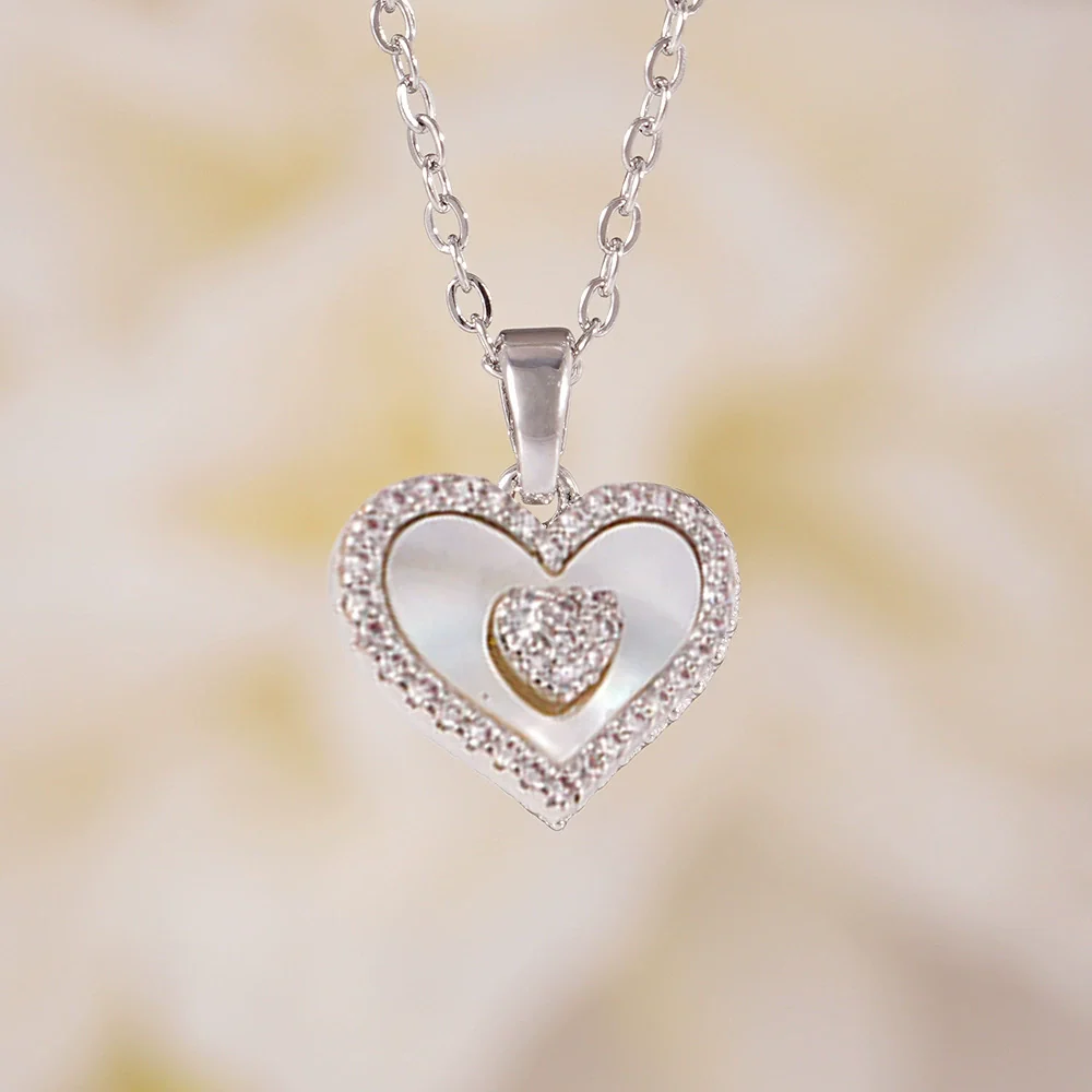 Women's Light Luxury Geometric And Heart Shape Pendant Necklace Copper Stainless Steel Electroplating Jewelry - Image 9