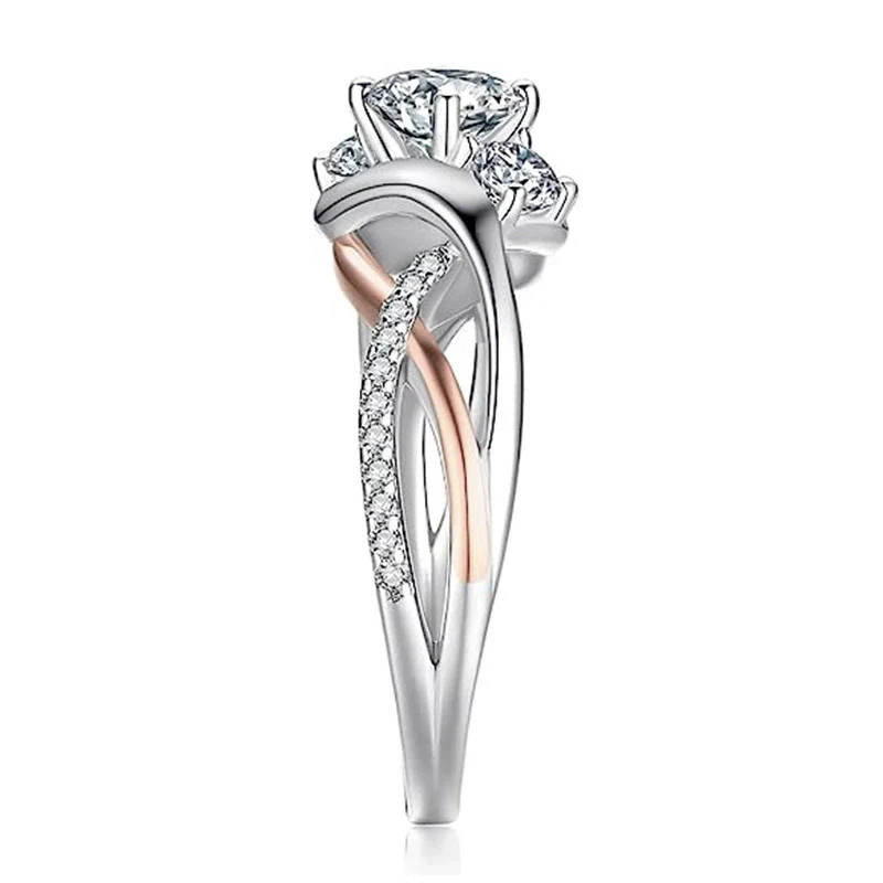 Women's Light Luxury Geometric Copper Inlaid Zircon Ring - Image 3