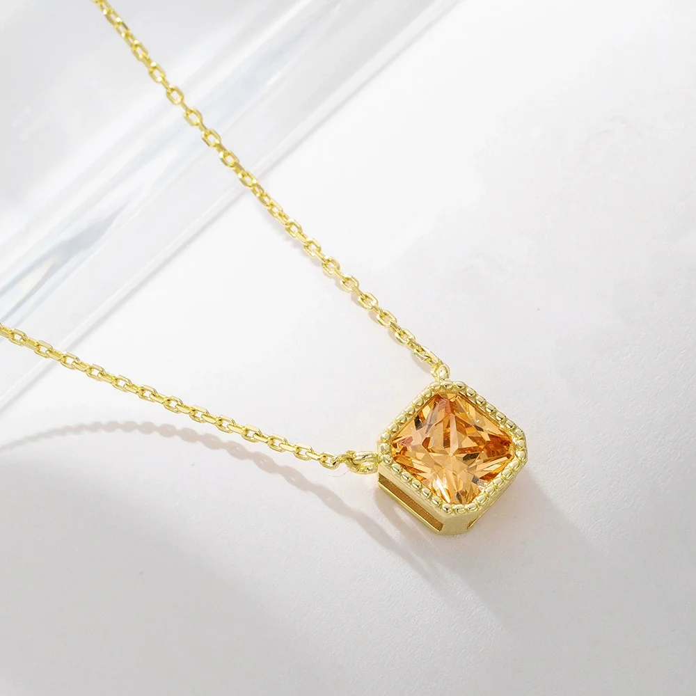 Women's Light Luxury Geometric Diamond 925 Sterling Silver Cube Sugar Pendant Necklace With Cross Chain