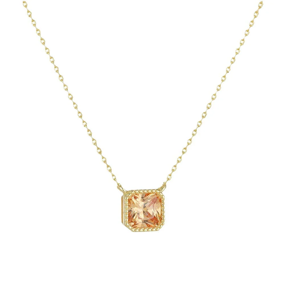 Women's Light Luxury Geometric Diamond 925 Sterling Silver Cube Sugar Pendant Necklace With Cross Chain - Image 5