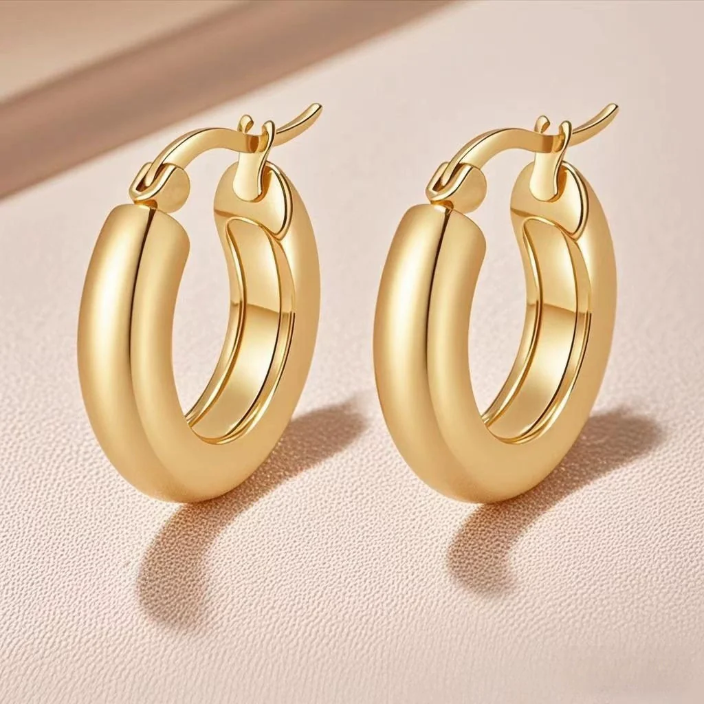 Women's Light Luxury Geometric Titanium Steel Electroplated Circle Earrings - Image 2