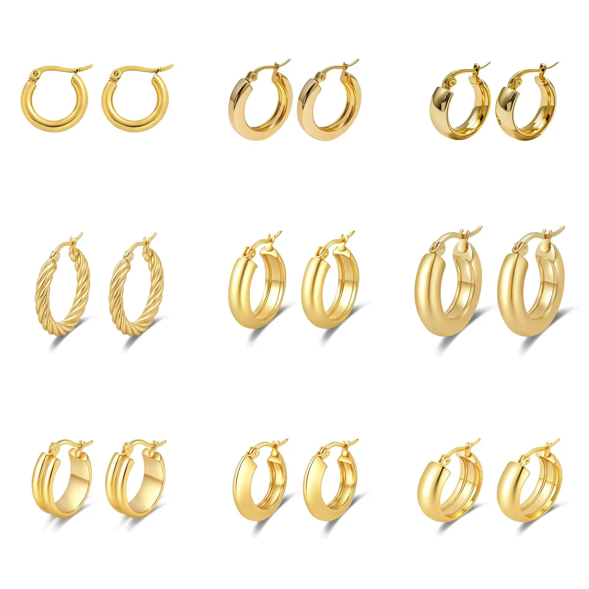 Women's Light Luxury Geometric Titanium Steel Electroplated Circle Earrings - Image 5