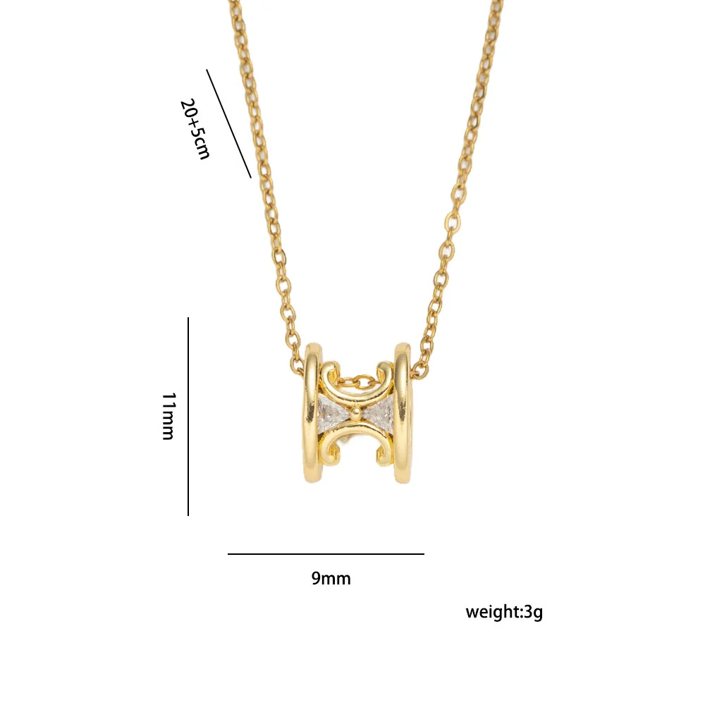 Women's Light Luxury Gold Plated Diamond Necklace With Letter And Number Patterns Made Of Titanium Steel And Copper Zircon - Image 4