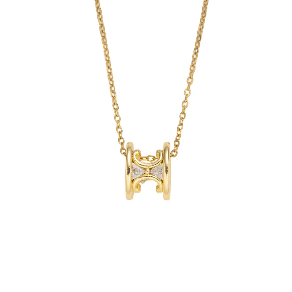 Women's Light Luxury Gold Plated Diamond Necklace With Letter And Number Patterns Made Of Titanium Steel And Copper Zircon - Image 5