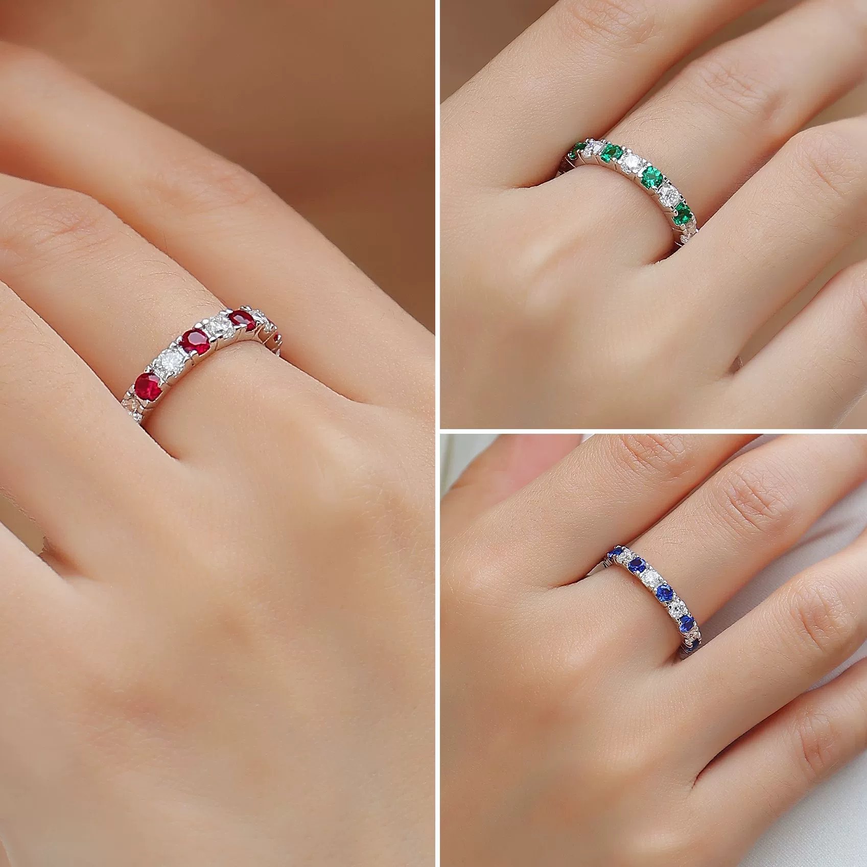 Women's Light Luxury Highend 925 Silver Ring Geometric Pattern Inlay With Sapphire And Moissanite - Image 4