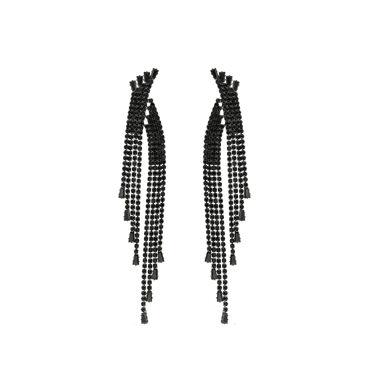 Women's Light Luxury Mixed Gemstone Geometric Tassel Earrings With Electroplating - Image 5