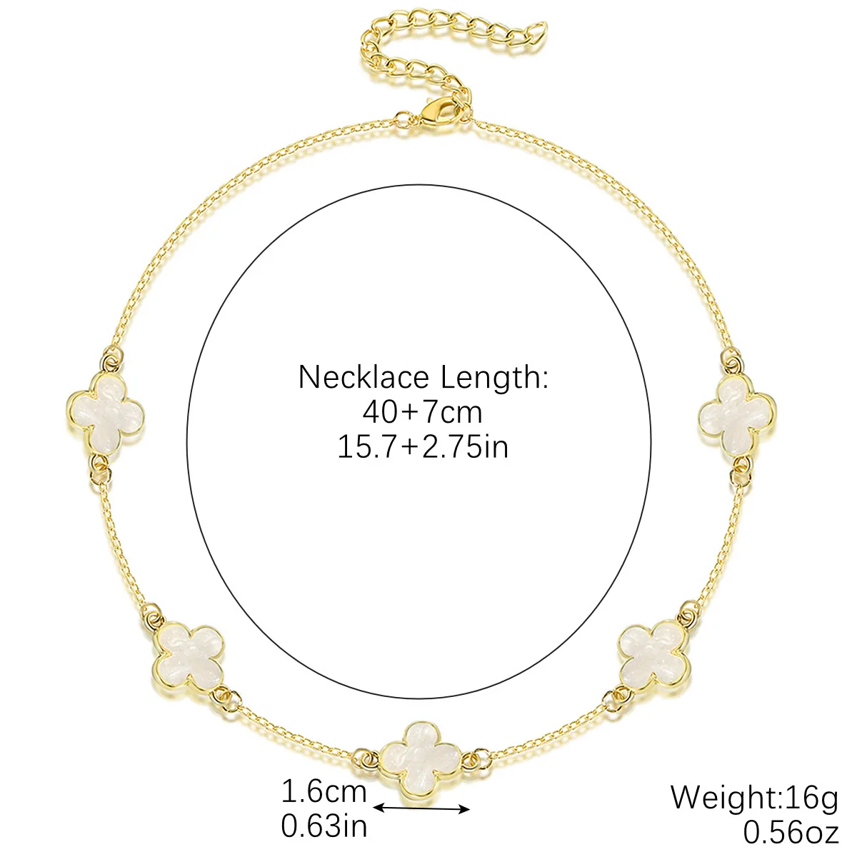 Women's Light Luxury Niche Highend Sense Fourleaf Clover Zinc Alloy Clavicle Chain Ochain Necklace With Geometric Pattern And Electroplating Treatment - Image 6