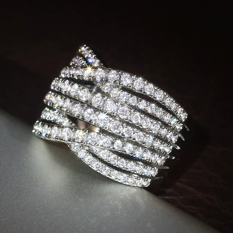 Women's Light Luxury Style Geometric Copper Ring With Zirconia Design - Image 2