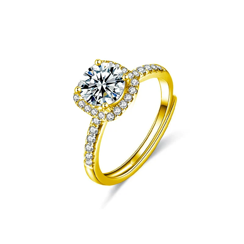 Women's Light Luxury Style Moissanite Ring S925 Sterling Silver Geometric Micropaved - Image 3
