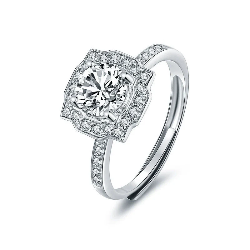 Women's Light Luxury Style Moissanite Ring S925 Sterling Silver Geometric Micropaved - Image 6