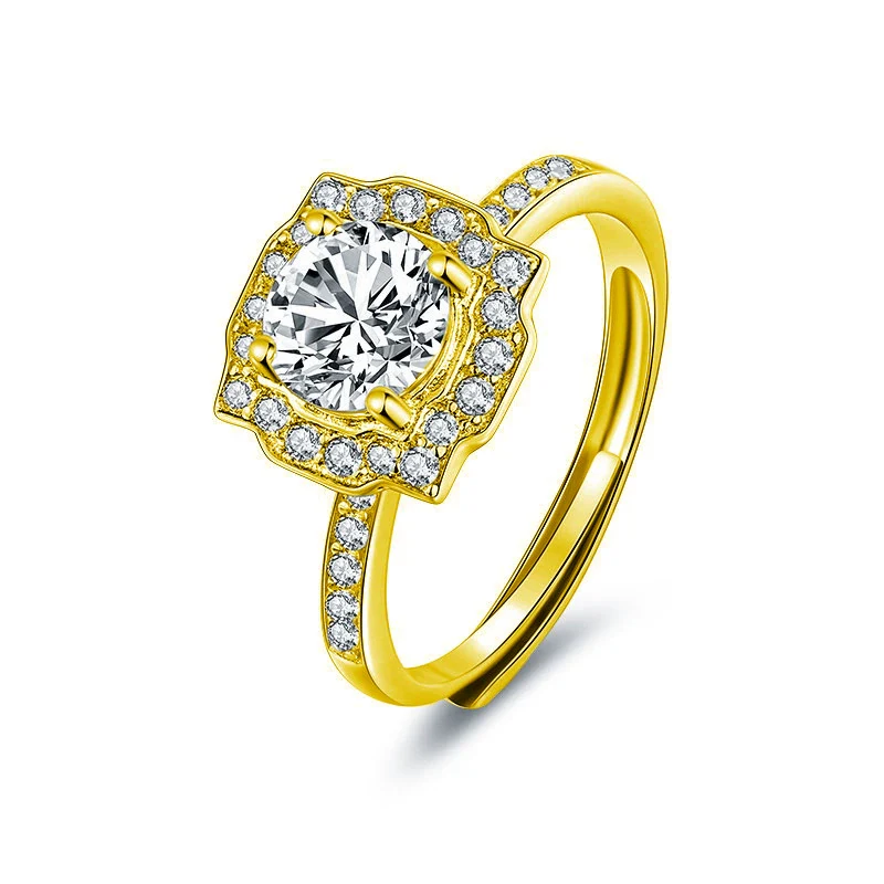 Women's Light Luxury Style Moissanite Ring S925 Sterling Silver Geometric Micropaved - Image 7