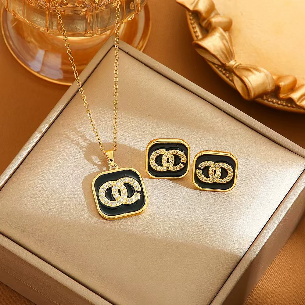 Women's Light Luxury Titanium Steel Jewelry Necklace With Gemstone Pendant And Electroplated Letters Numbers Text Design - Image 8