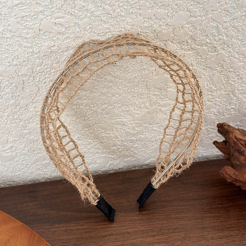 Women's Linen And Straw Weaving Geometric Hair Hoop Headband Hair Accessories - Image 6