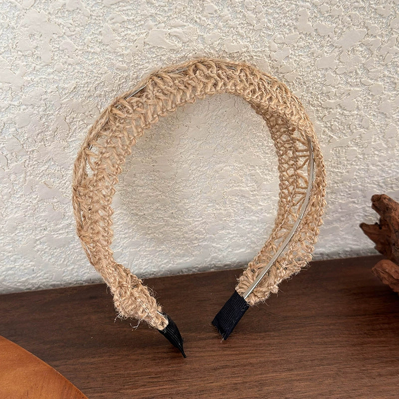 Women's Linen And Straw Weaving Geometric Hair Hoop Headband Hair Accessories - Image 8