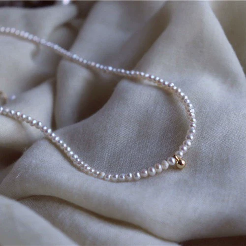 Women's Literary Retro Natural Freshwater Pearl Necklace With Alloy Pendant And Ball Chain In Drop Shape - Image 3