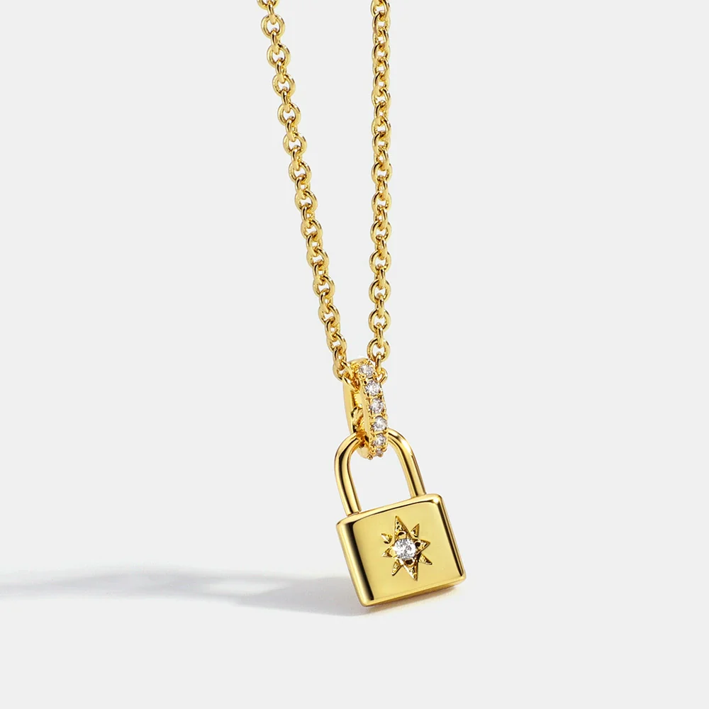 Women's Lock Necklace Brass Copper Plated With 18K Gold Electroplating Cross Chain Fashion Jewelry