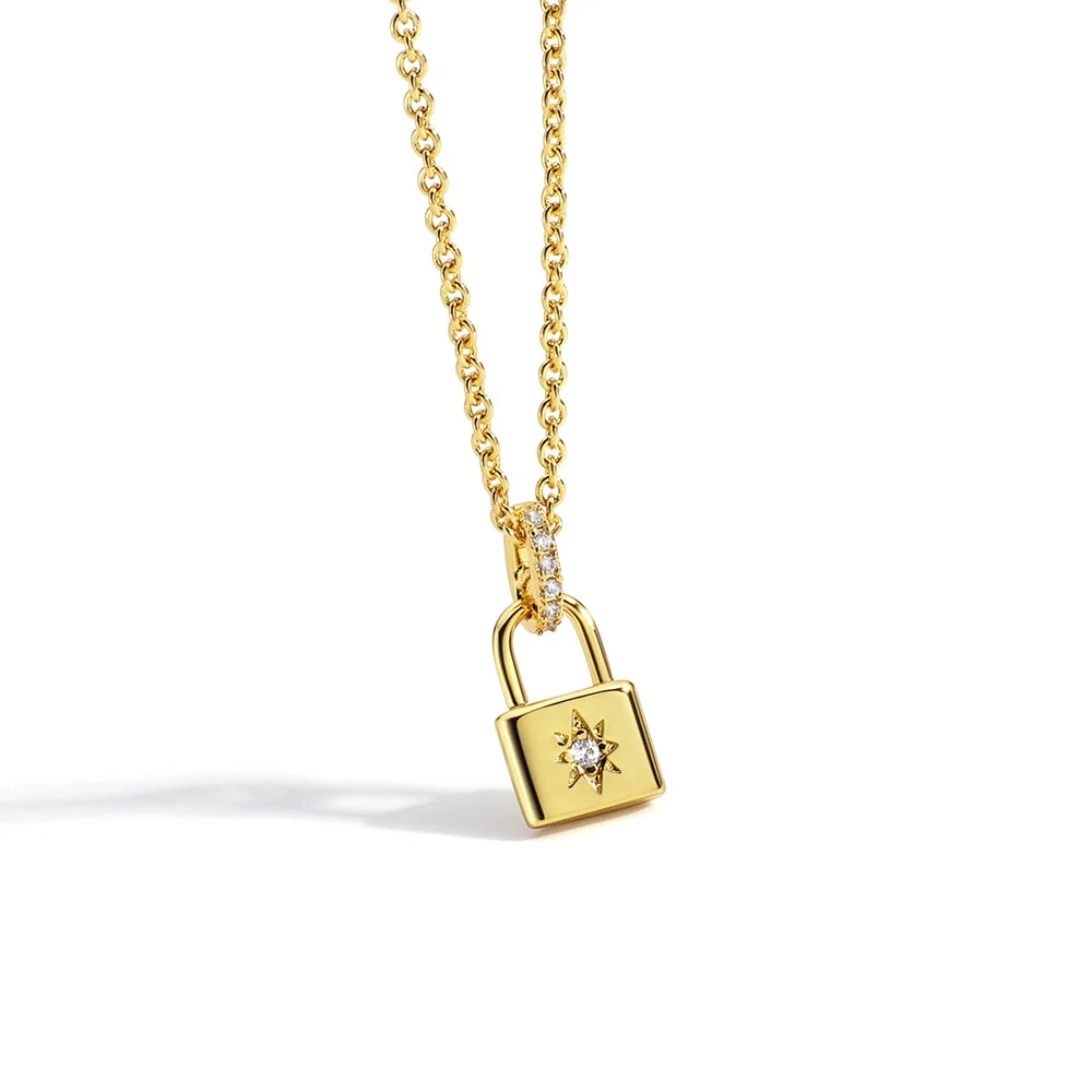 Women's Lock Necklace Brass Copper Plated With 18K Gold Electroplating Cross Chain Fashion Jewelry - Image 5