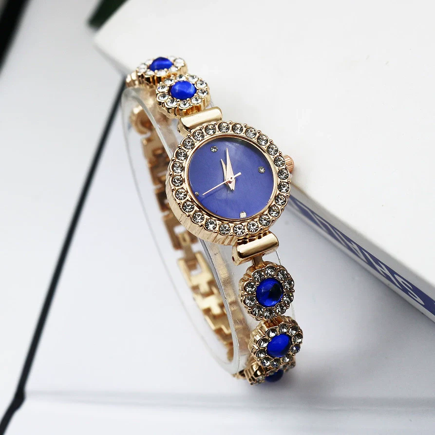 Women's Luxury Chalcedony Bracelet Watch With Diamond Embedded Alloy Case Stainless Steel Strap Round Dial Quartz Watch - Image 3