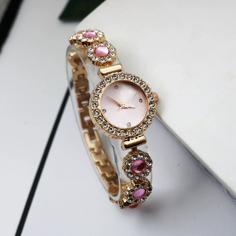 Women's Luxury Chalcedony Bracelet Watch With Diamond Embedded Alloy Case Stainless Steel Strap Round Dial Quartz Watch - Image 4