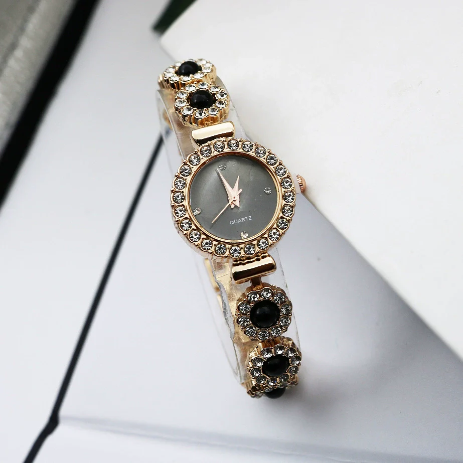 Women's Luxury Chalcedony Bracelet Watch With Diamond Embedded Alloy Case Stainless Steel Strap Round Dial Quartz Watch - Image 7