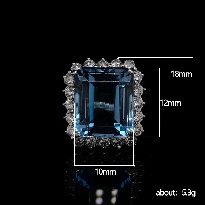 Women's Luxury Simulation Topa Sapphire Ring Copper Geometric Zircon - Image 4