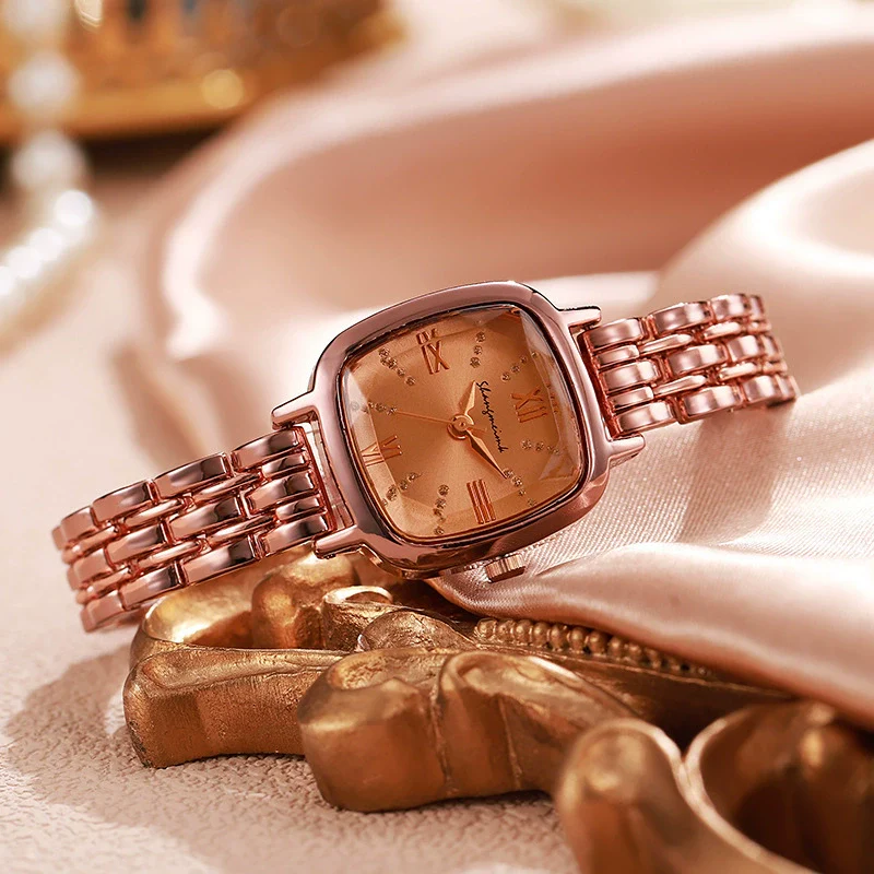 Women's Luxury Square Dial Steel Band Watch Fashion And Simple Design - Image 3