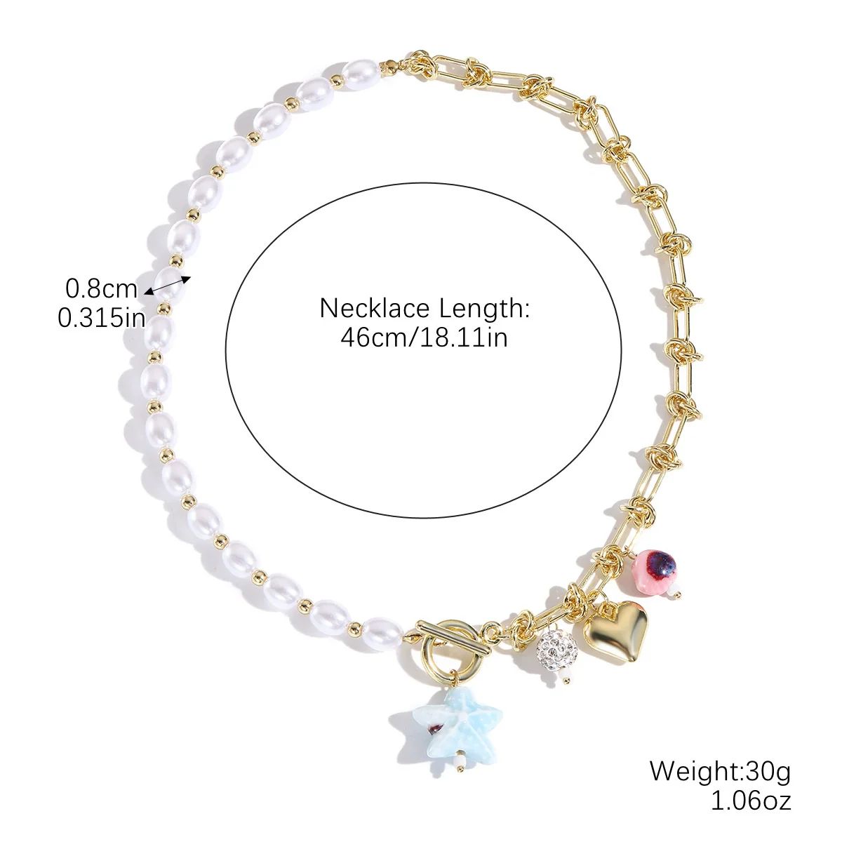 Women's Metal And Porcelain Heart Shape Love Pendant Clavicle Chain Necklace With Electroplating - Image 5