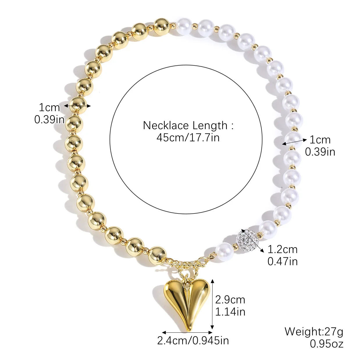 Women's Metal And Porcelain Heart Shape Love Pendant Clavicle Chain Necklace With Electroplating - Image 6