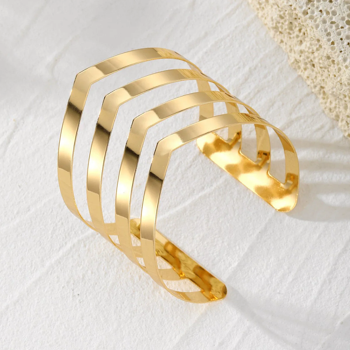 Women's Metal Bracelet Exaggerated Tribal Style Opening Carving Pattern Electroplated - Image 4