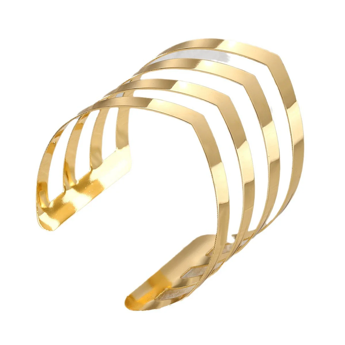 Women's Metal Bracelet Exaggerated Tribal Style Opening Carving Pattern Electroplated - Image 5
