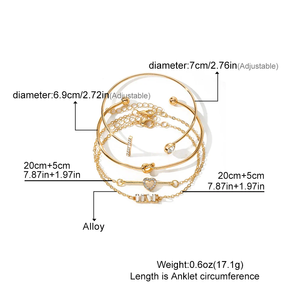 Women's Metal Bracelet With Diamond And Heart Shaped Design - Image 4
