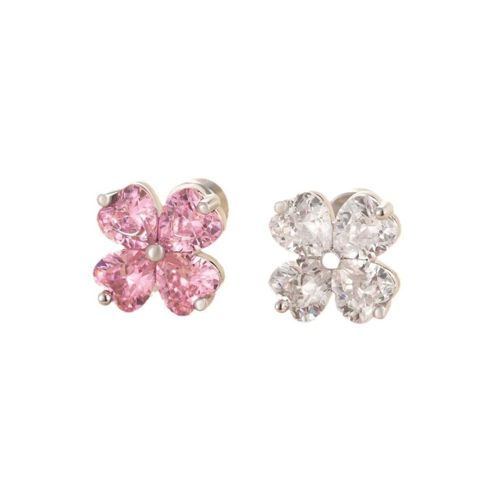 Women's Metal Electroplated Sweet Love Lucky Grass Style Ear Nail - Image 4