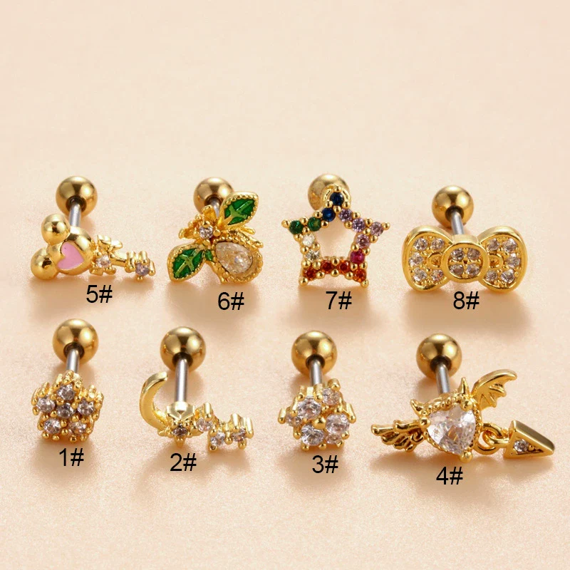 Women's Metal Fivepointed Star Bow Heart Electroplated Earrings - Image 2