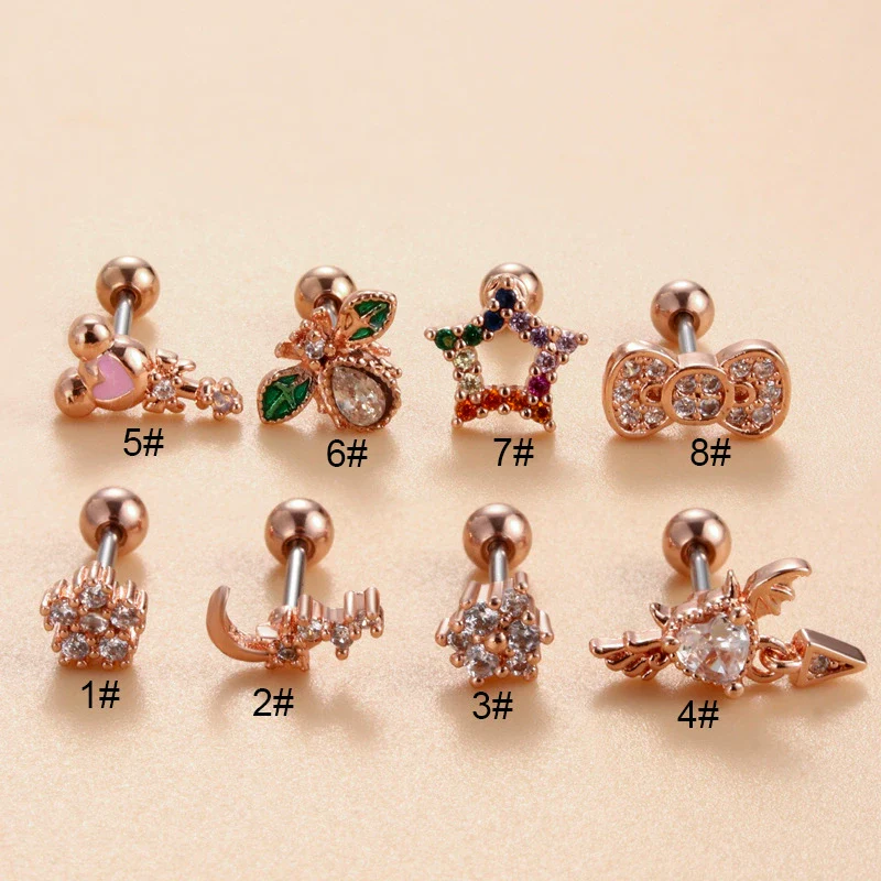 Women's Metal Fivepointed Star Bow Heart Electroplated Earrings - Image 4