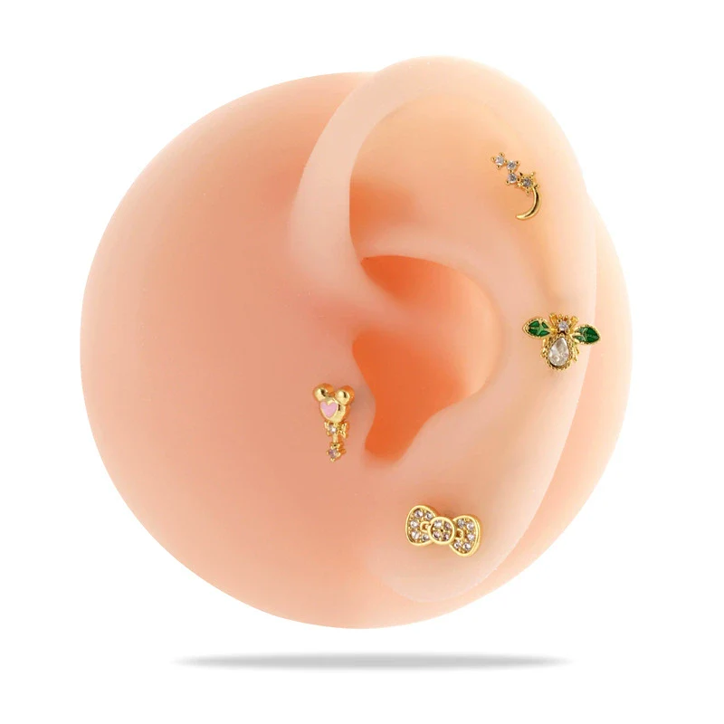 Women's Metal Fivepointed Star Bow Heart Electroplated Earrings - Image 5