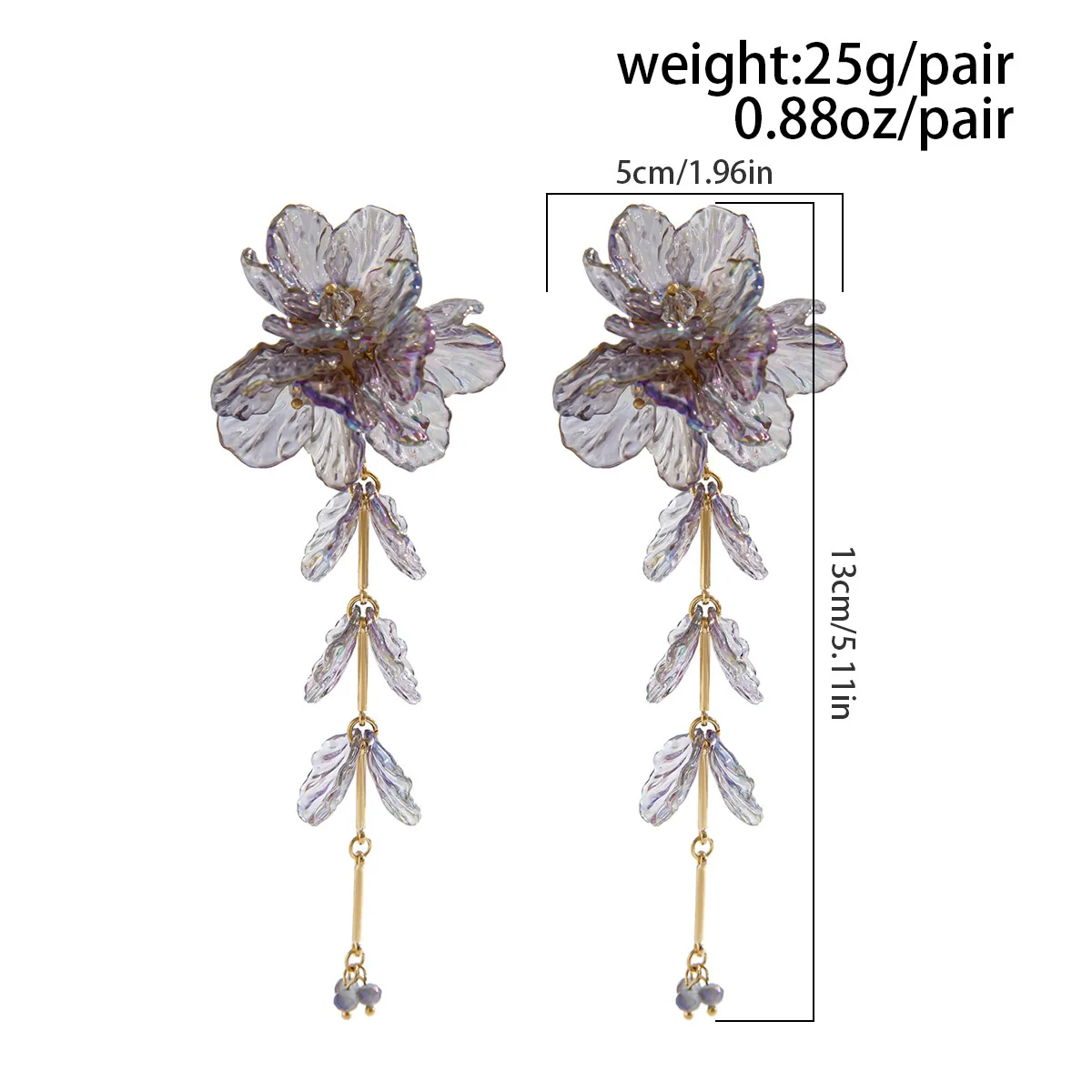 Women's Metal Flower Scallop Tassel Electroplated Earrings - Image 5