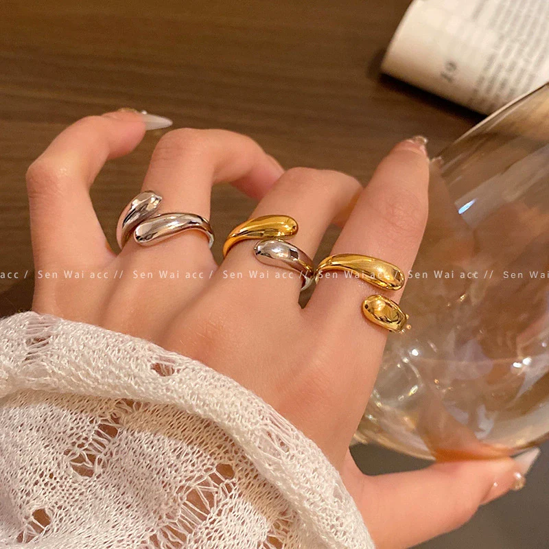 Women's Metal Geometric Open Ring With Electroplating - Image 2