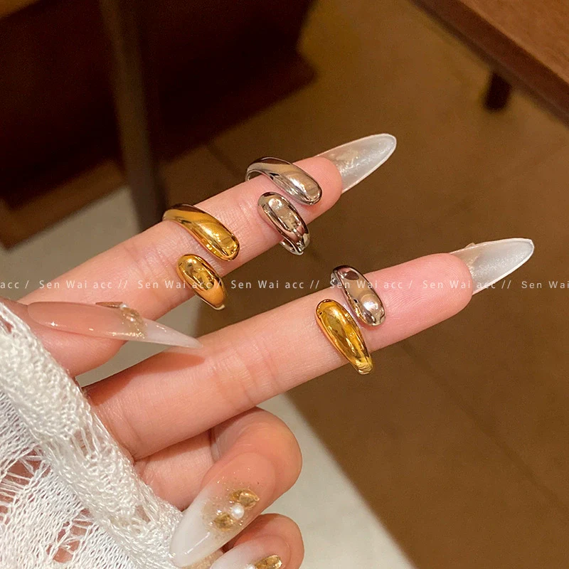 Women's Metal Geometric Open Ring With Electroplating - Image 3