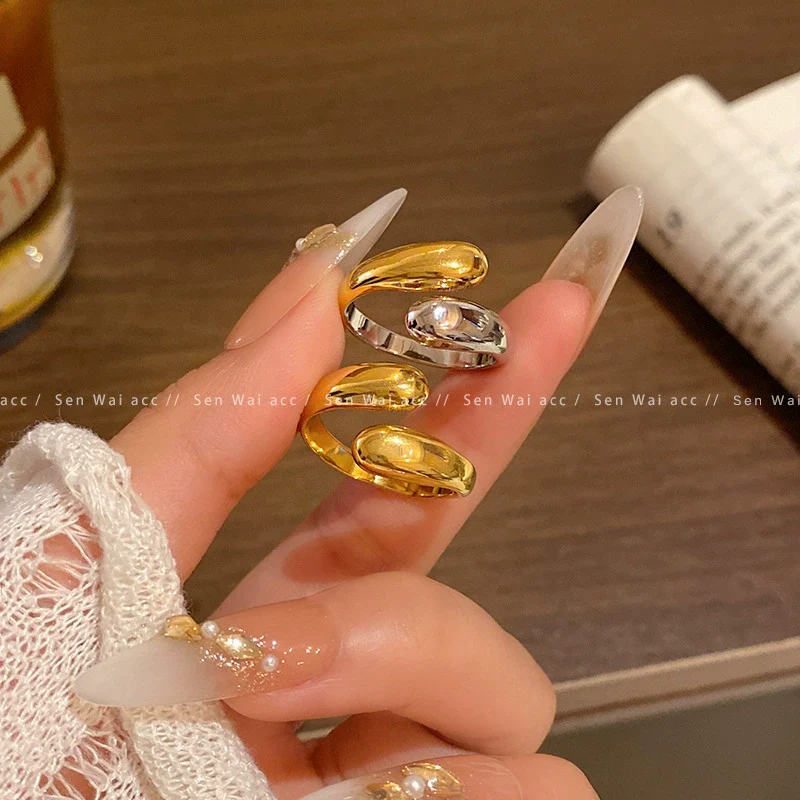 Women's Metal Geometric Open Ring With Electroplating - Image 4
