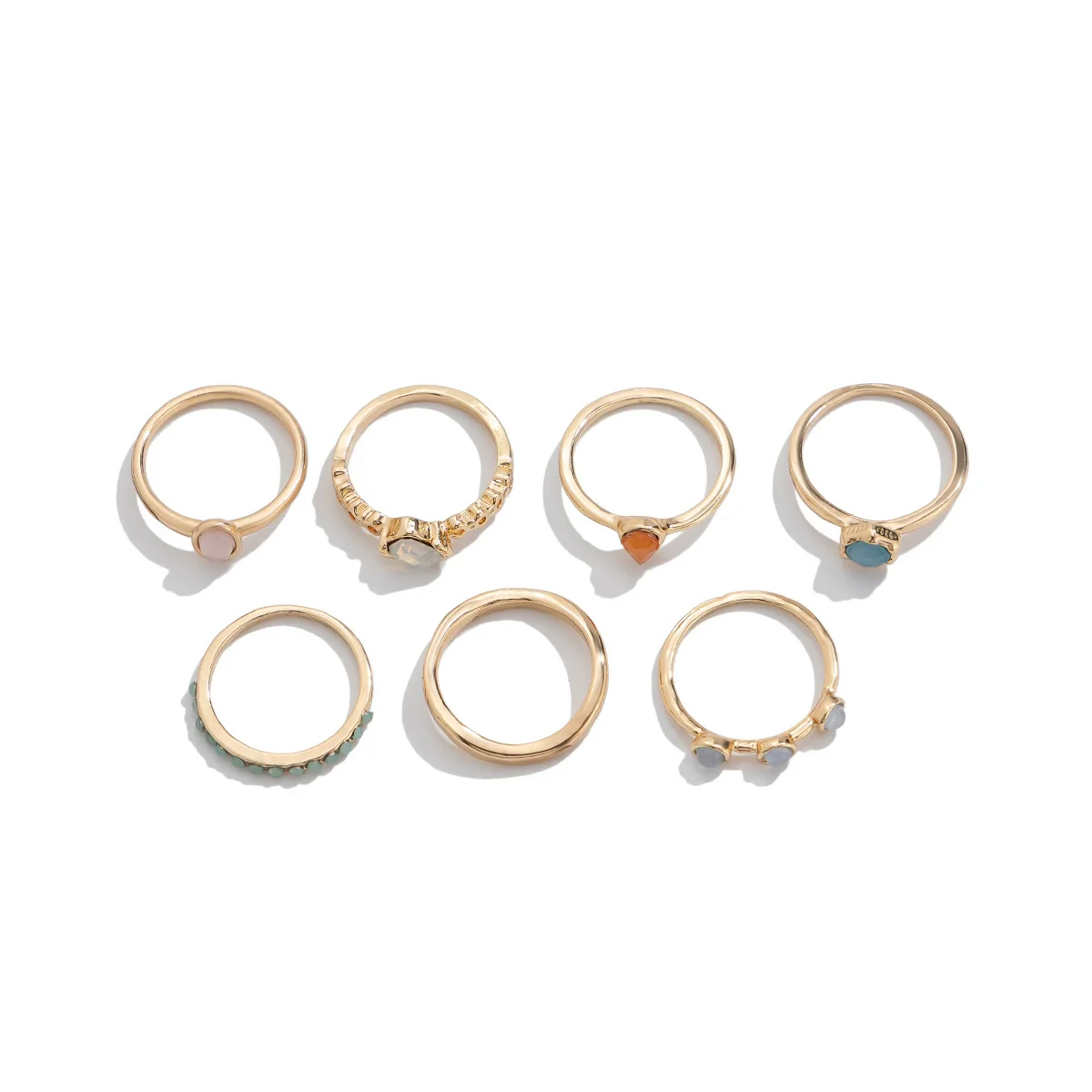 Women's Metal Geometric Pattern Electroplated Irregular Gem Ring - Image 5
