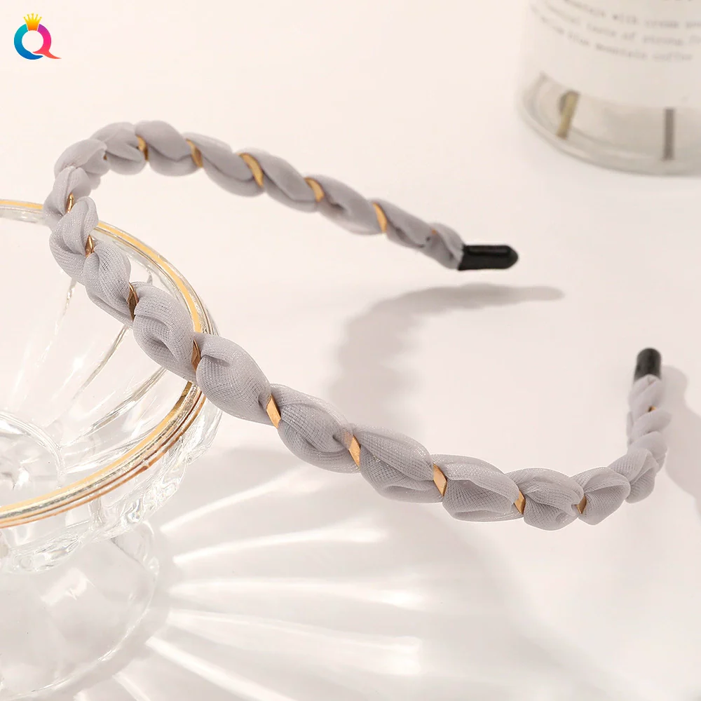 Women's Metal Handmade Hairband Hair Accessories Sweet Outgoing Candy Color Thin Bright Silk Yarn - Image 5
