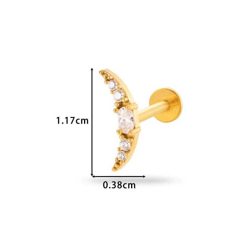 Women's Metal Love Flower Ear Bone Nail Puncture Jewelry Stainless Steel Copper Zircon Electroplating - Image 19