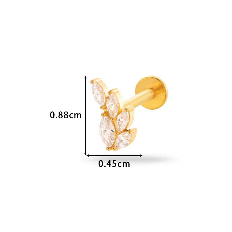 Women's Metal Love Flower Ear Bone Nail Puncture Jewelry Stainless Steel Copper Zircon Electroplating - Image 23